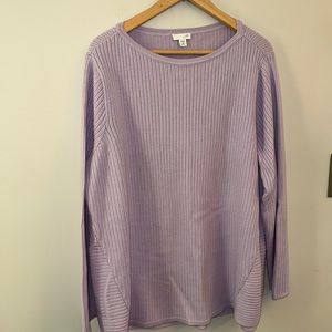 J Jill Ribbed Pullover Long Sleeve Sweater Boat Neck Lilac SZ 2X Super Soft